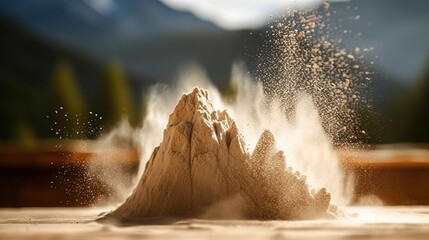 Photo sand dust powder explosion Generative AI - obrazy, fototapety, plakaty