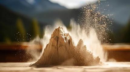 Fotobehang Photo sand dust powder explosion Generative AI © pector