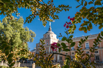 Fototapeta na wymiar The Royal Palace of Aranjuez, Spain, seen from the park