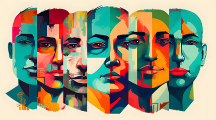 Abstract concept of different personalities.