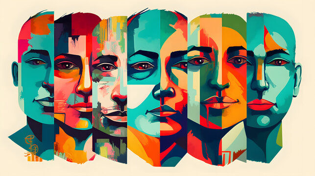 Abstract concept of different personalities.