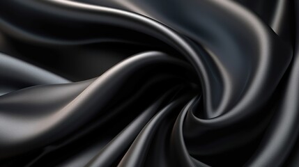 Realistic satin silk in black color Generative AI - obrazy, fototapety, plakaty