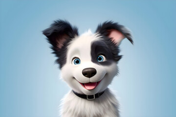Border Collie puppy close up portrait. Adorable happy 3d animal. Generated by AI.