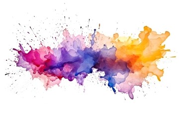 Abstract watercolor, colorful splash, isolated on white background, created with Generative AI technology.