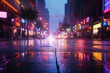 Night view of the city. AI generated art illustration.