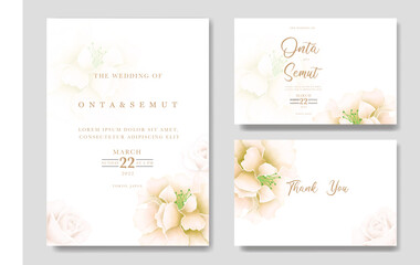 wedding invitation card with floral flowers watercolor