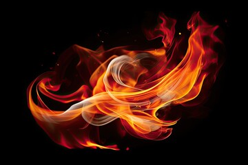 Fototapeta premium Fire flames on black. AI generated art illustration.