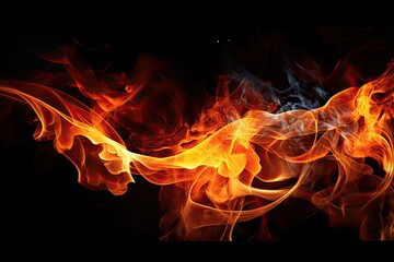 Fototapeta premium Fire flames on black. AI generated art illustration.