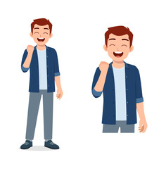 man feeling happy and show fist gesture