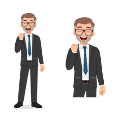 man feeling happy and show fist gesture