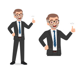 man feeling happy and show thumb up pose