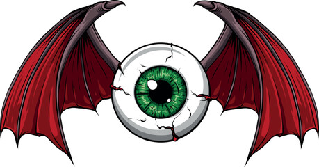 Vector illustration of Tattoo Flying Eyeball design