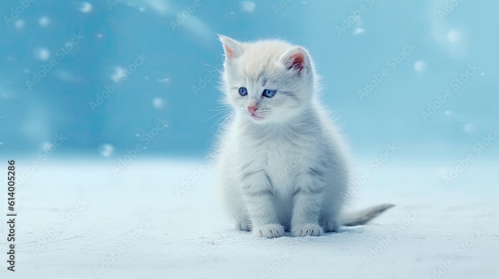 Canvas Prints Cat in snow. AI generated art illustration.