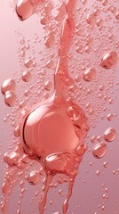 Pink water drops. AI generated art illustration.
