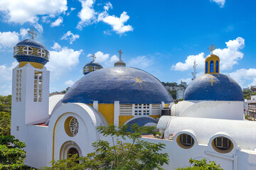Mexico, scenic colorful colonial architecture of Acapulco streets in historic city center.