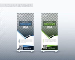 Business Roll up Banner. Design Banner Template Presentation and X banner Vector.