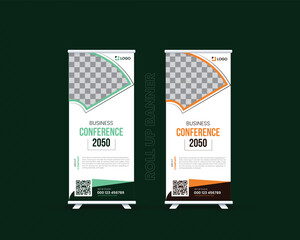 Roll up banner  design, advertisement roll up banner template tow color