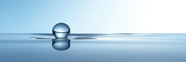 minimalist panoramic wallpaper of a single water droplet, symbolizing purity and cleanliness in healthcare, against a soothing background
