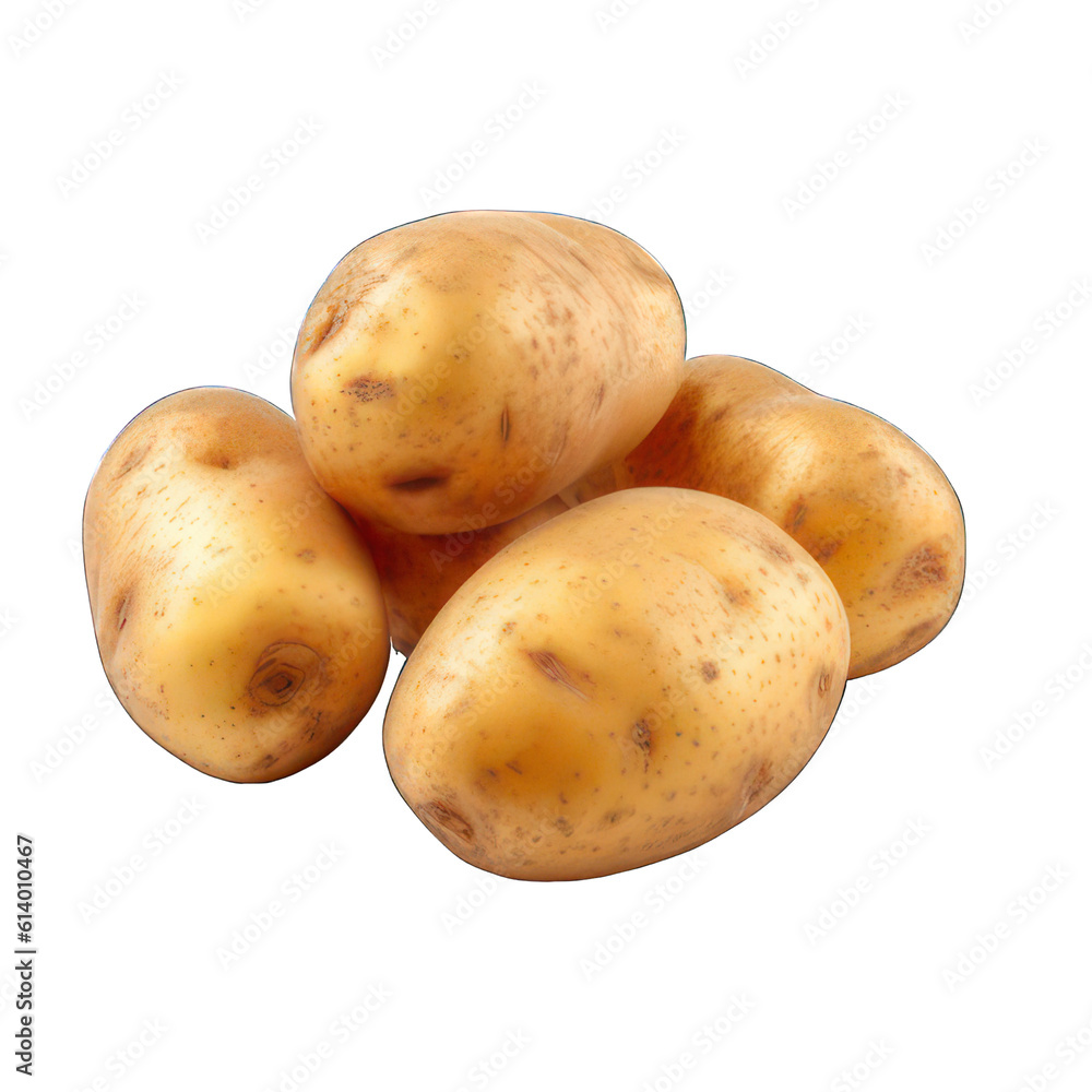 Poster potatoes isolated on white created with generative ai