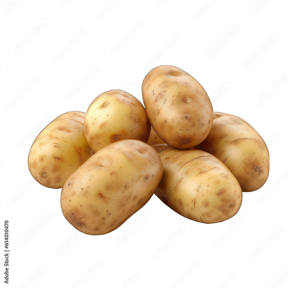 Poster potatoes isolated on white created with generative ai