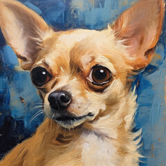 artist portrait painting of a chihuahua