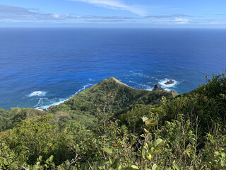 Pitcairn island. South Pacific Ocean. The last of the British territories in the South Pacific. Between history, nature and landscape. isiting locals on a cruise ship.
