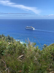Pitcairn island. South Pacific Ocean. The last of the British territories in the South Pacific. Between history, nature and landscape. isiting locals on a cruise ship.
