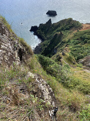 Pitcairn island. South Pacific Ocean. The last of the British territories in the South Pacific. Between history, nature and landscape. isiting locals on a cruise ship.
