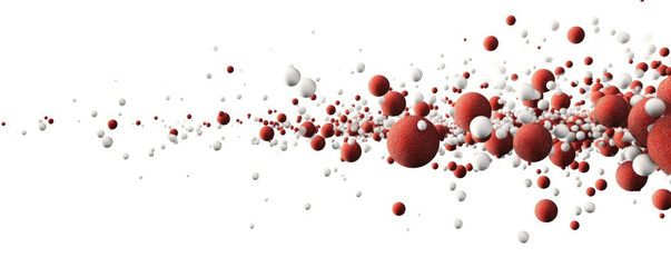 Panoramic view of simple, minimalist stylized virus particles floating against a clean white background - obrazy, fototapety, plakaty