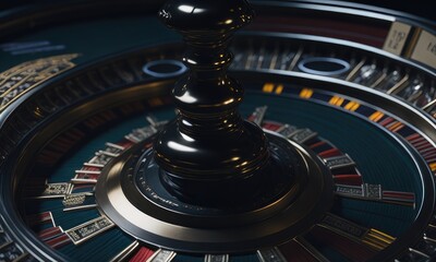 Roulette wheel spinning in casino