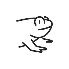 Frog Icon. Vector Outline Editable Sign for Pet Care, Animal-themed Designs and Exotic Pet Vet Clinic Services. 