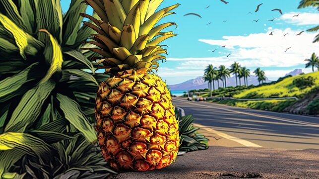 Pineapple comic book style Generative AI