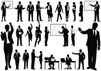 Business people silhouette set, isolated on white background