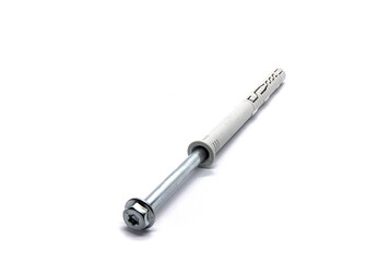 Dowel and screw on a white background