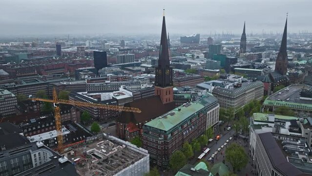 Aerial view of St. James' Church ( Hauptkirche St. Jacobi ) , Hambrug , Germany