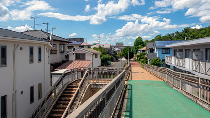 Fototapeta na wymiar 大きな歩道橋のある街