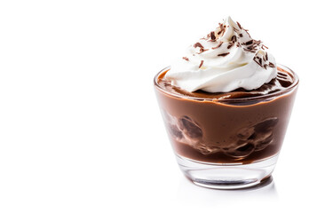 Bowl of Chocolate Pudding on a White Background 