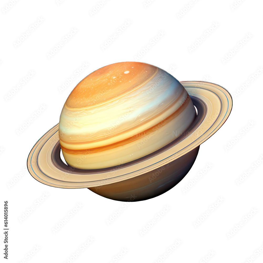 Poster planet saturn isolated on white created with generative ai