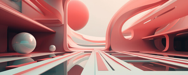 Minimalistic representation of futuristic technology with clean lines and a harmonious color palette