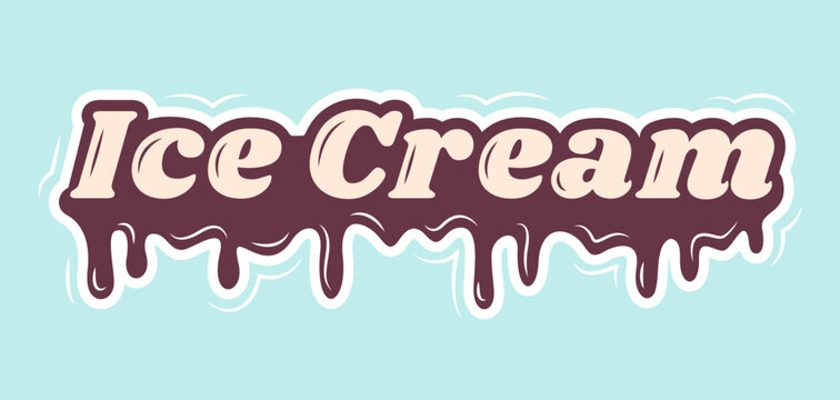 Ice Cream vector text illustration on a blue background