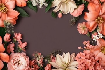 Obraz na płótnie Canvas flower frame with free space. made with Generative AI