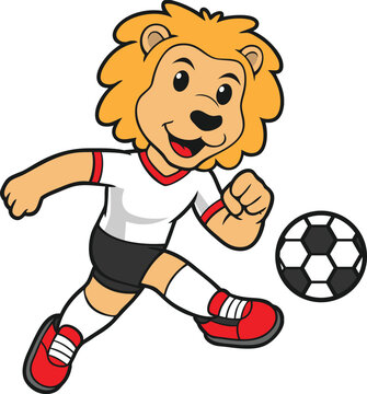 Young Lion Soccer Mascot Pose 3