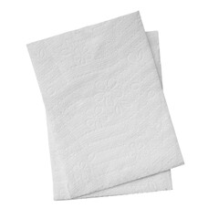 Top view of two folded pieces of white tissue paper or napkin in stack isolated on white background...