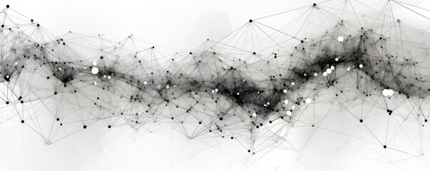 An abstract display of white abstract data networks expanding and connecting, symbolizing the expansiveness of technology