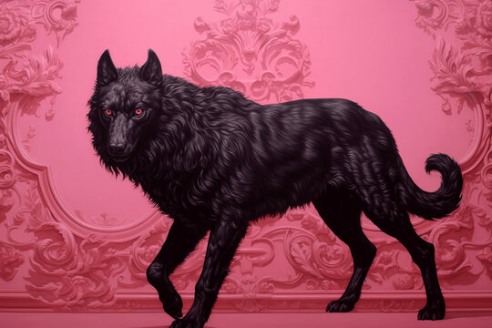 Illustration of a black wolf
