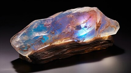 crystal on black, opal specimen made of galactic nebula