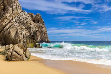 Mexico, Los Cabos travel destination Playa Divorcio and Playa Amantes near Arch of Cabo San Lucas.