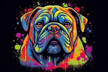 Colorful dog head art, artistic illustration, Generative AI - obrazy, fototapety, plakaty