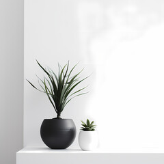 Minimalist black and white potted plants