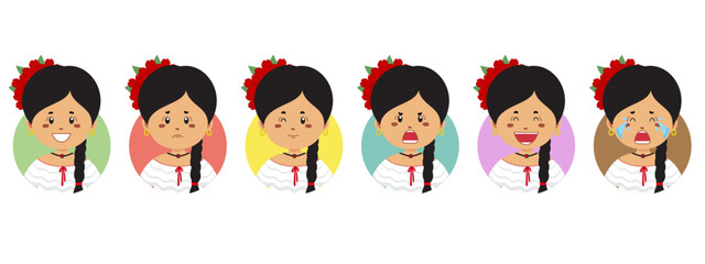 Costa Rica Avatar with Various Expression